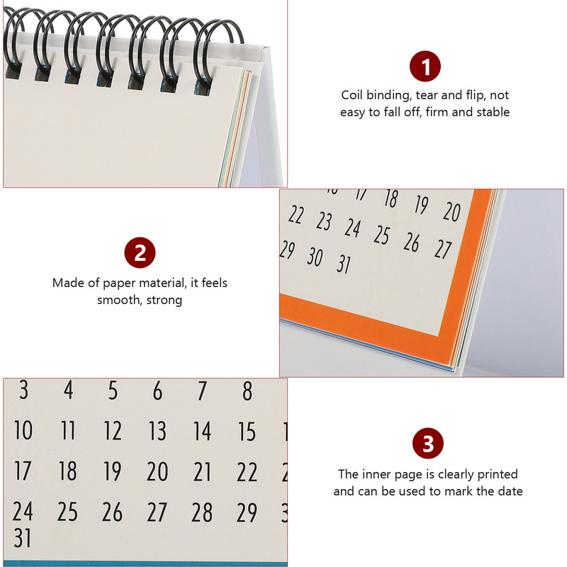 Calendar de birou 2023, program în picioare, de masă, în spirală, mini planificator de agende pentru cort, planificator zilnic mic și modern