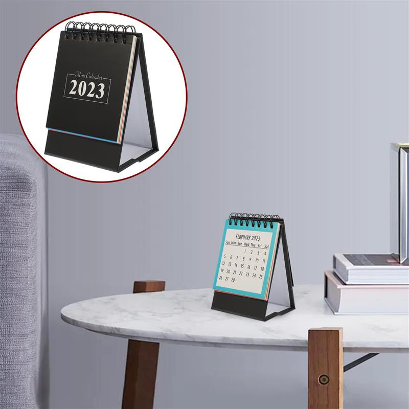 Calendar de birou 2023, program în picioare, de masă, în spirală, mini planificator de agende pentru cort, planificator zilnic mic și modern