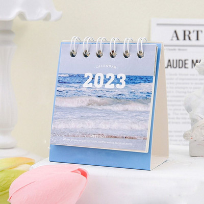 1 vnt. 2023 m. Naujųjų metų kalendorius Purpurinis debesies peizažo raštas Apverčiamas kalendorius staliniam kompiuteriui stovintis mini kalendorius