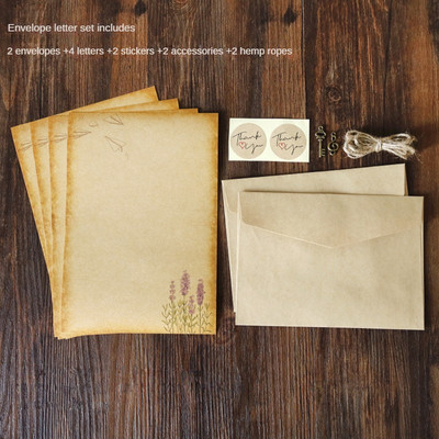 Retro vintage Kraft ümbriku kirjapadja komplekt Vana-Euroopa stiilis armastuskirja kutsed ümbrikud kirjutuspaber köiega
