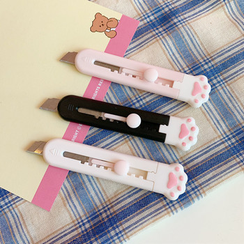 1PC Kawaii Mini Pocket Cat Paw Art Utility Knife Express Box Knife Paper Cutter Craft Wrapping Refillable Blade Канцеларски материали