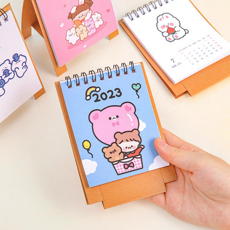 Excelent Calendar de birou Ușor Adorabil Practic Mini 2023 Desene animat Calendar de birou Ornament 2023 Calendar Data de înregistrare