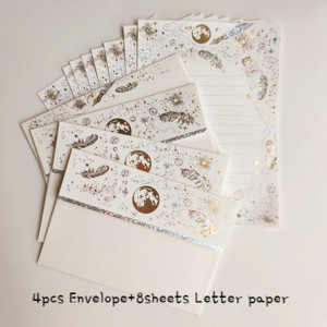 Senovinis bronzinis plunksnų vokas Gležna gitara Bling Auksiniai vokai Laiškų rinkinys Meilė Prisipažinkite merginai dovanų laiškų popieriai