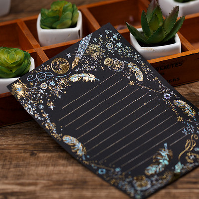 Senovinis bronzinis plunksnų vokas Gležna gitara Bling Auksiniai vokai Laiškų rinkinys Meilė Prisipažinkite merginai dovanų laiškų popieriai