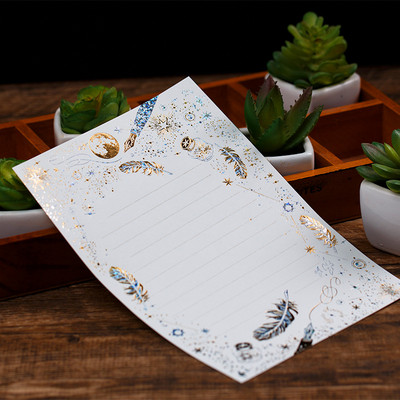 Senovinis bronzinis plunksnų vokas Gležna gitara Bling Auksiniai vokai Laiškų rinkinys Meilė Prisipažinkite merginai dovanų laiškų popieriai