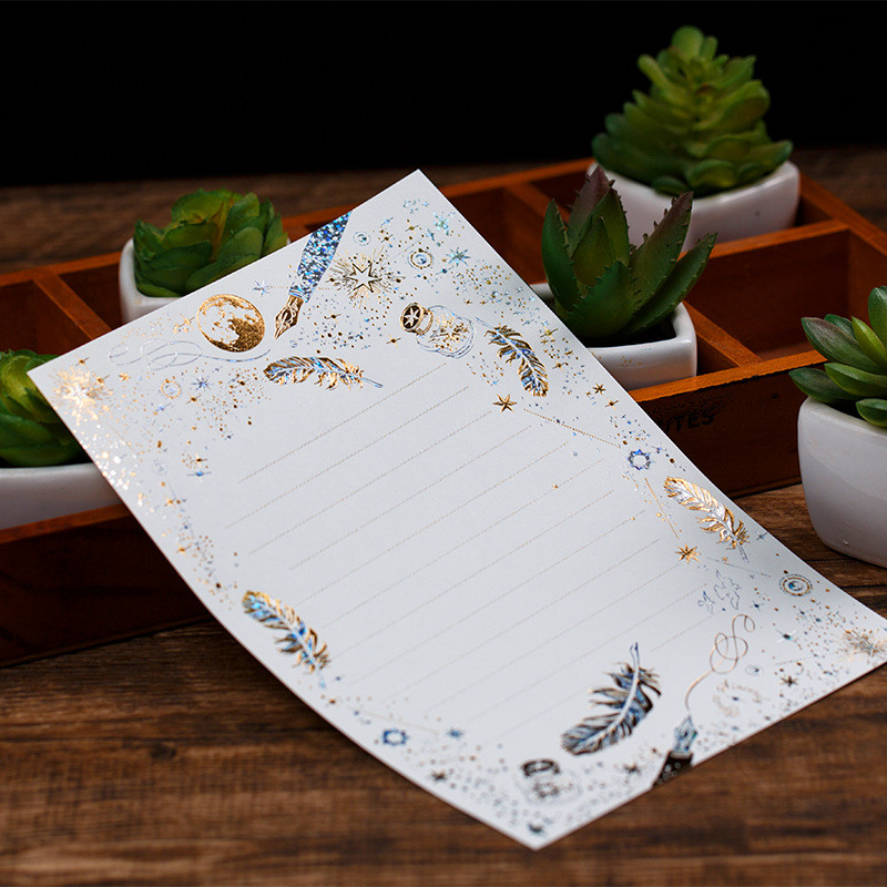 Senovinis bronzinis plunksnų vokas Gležna gitara Bling Auksiniai vokai Laiškų rinkinys Meilė Prisipažinkite merginai dovanų laiškų popieriai