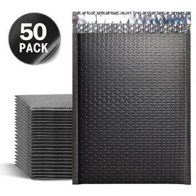 13x18cm 50 τμχ Μαύρες φούσκες Mailers με επένδυση από πολυ φακέλους Συσκευασία για ταχυδρομικές επαγγελματικές φυσαλίδες αποστολή τσάντα με φερμουάρ Ροζ Λευκό