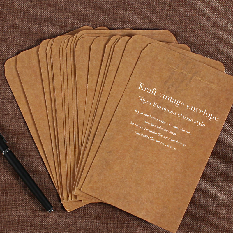 30 kom./lot Vintage kraft omotnice Kuverta za pozivnice za vjenčanje Omot za razglednice Papirnati pribor Zakka omotnice za pozivnice za dar