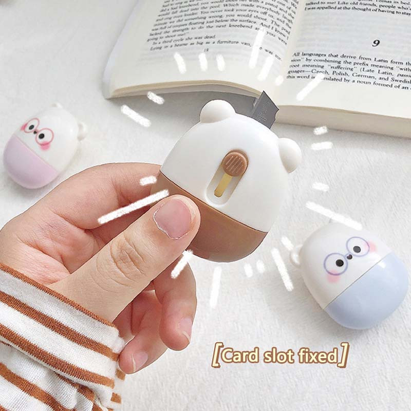 2 vienā Cute Bear Utility Nazis Radošs Mini Korekcijas Lente Skolēniem Rokasgrāmata Papīra griezējs DIY piederumi Skolas biroja kancelejas preces