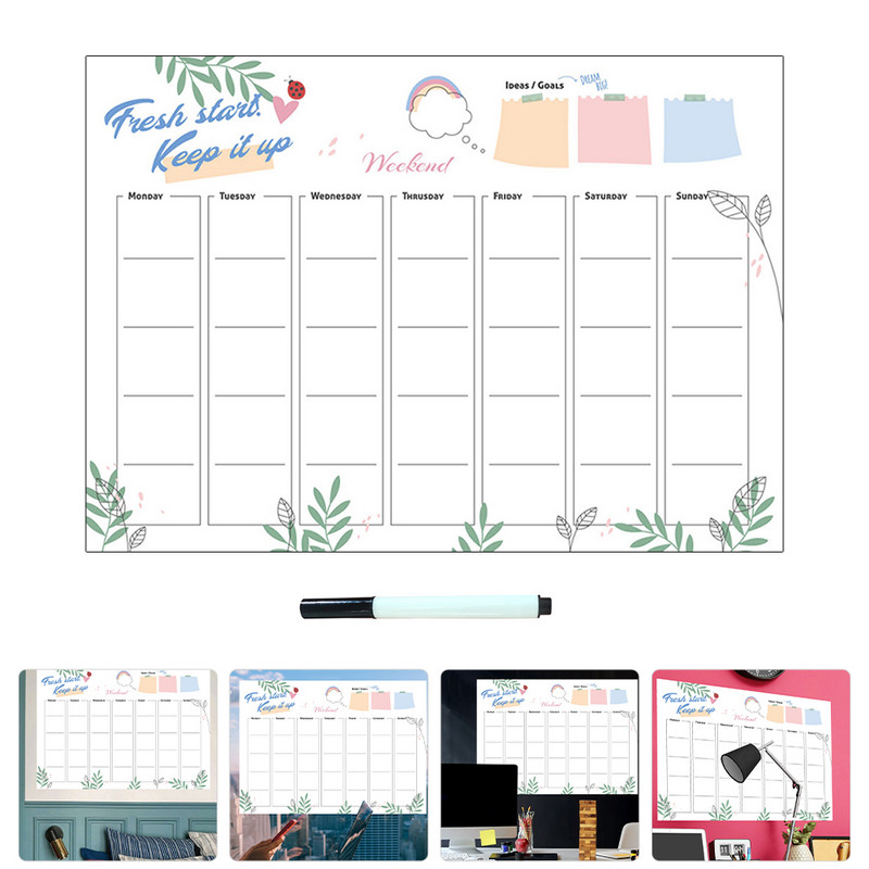 Savaitinės lentos lipdukai vaikams sausas trynimas kalendorius magnetinis šaldytuvas PVC sieninis vaikas