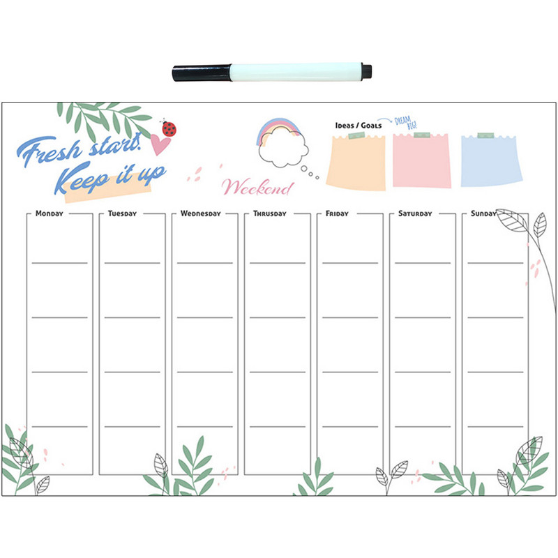 Savaitinės lentos lipdukai vaikams sausas trynimas kalendorius magnetinis šaldytuvas PVC sieninis vaikas