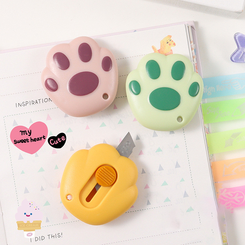 Kawaii Utility Knife Mini Pocket Knife Cat Paw Express Box Ανοιχτήρι φακέλου Paper cutter Ξαναγεμιζόμενη λεπίδα Κορεάτικη γραφική ύλη