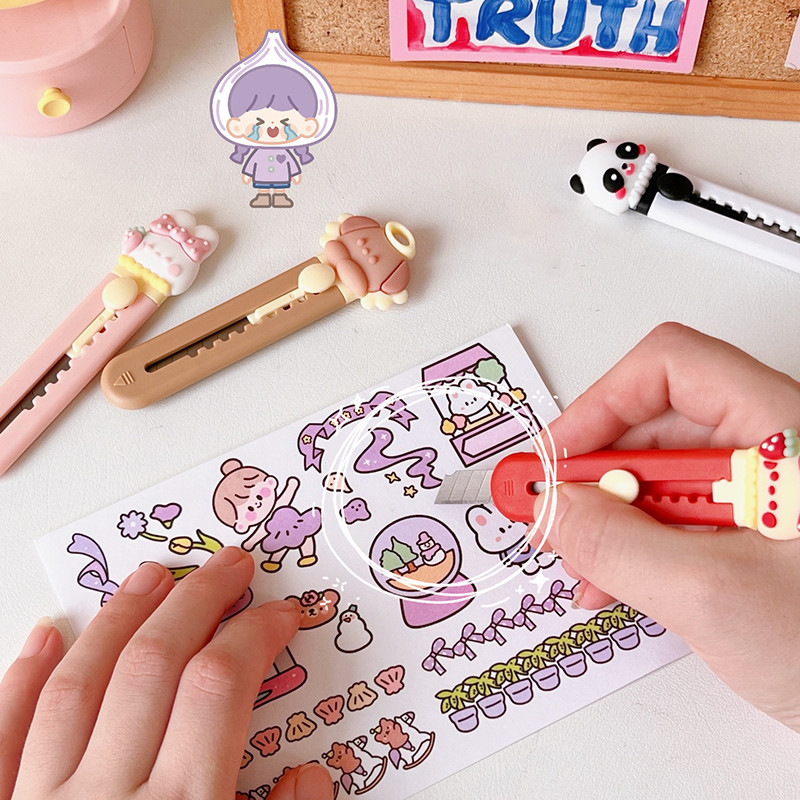 Kawaii kreslené zvieratá nôž mini prenosný otvárač krabíc vreckový rezačka papiera roztomilý otvárač obálok školské kancelárske potreby