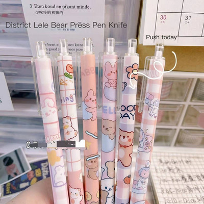 6db/készlet Nyomókés tollak Cartoon Bear Art Utility Kés toll Kés Papírvágó szerszám Kézműves eszközök Precíziós matricavágó kellékek