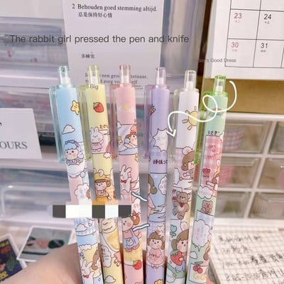 6db/készlet Nyomókés tollak Cartoon Bear Art Utility Kés toll Kés Papírvágó szerszám Kézműves eszközök Precíziós matricavágó kellékek