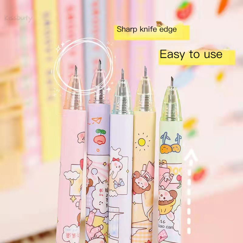 6db/készlet Nyomókés tollak Cartoon Bear Art Utility Kés toll Kés Papírvágó szerszám Kézműves eszközök Precíziós matricavágó kellékek