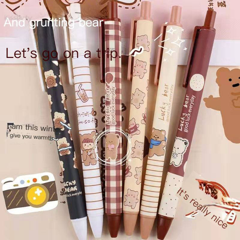 6db/készlet Nyomókés tollak Cartoon Bear Art Utility Kés toll Kés Papírvágó szerszám Kézműves eszközök Precíziós matricavágó kellékek