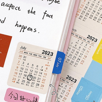2 ΤΕΜ/Σετ αυτοκόλλητα ημερολογίου 2023 Κορεατικό ημερολόγιο Αυτοκόλλητα περιοδικού Ατζέντα Μηνιαίο πρόγραμμα Σημειώστε αυτοκόλλητα χαρτικά