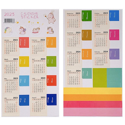 2PCS/Set Naljepnice kalendara za 2023. Korejski planer dnevnika Naljepnice za dnevnike Dnevni red Mjesečni raspored Označite naljepnicu Naljepnice za tiskanice