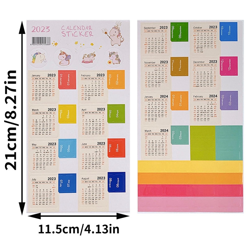 2PCS/Set Naljepnice kalendara za 2023. Korejski planer dnevnika Naljepnice za dnevnike Dnevni red Mjesečni raspored Označite naljepnicu Naljepnice za tiskanice