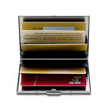 Държач за кредитна карта от неръждаема стомана Мъжки тънък Anti Protect Travel ID Cardholder Женски Rfid портфейл Метален калъф Porte Carte