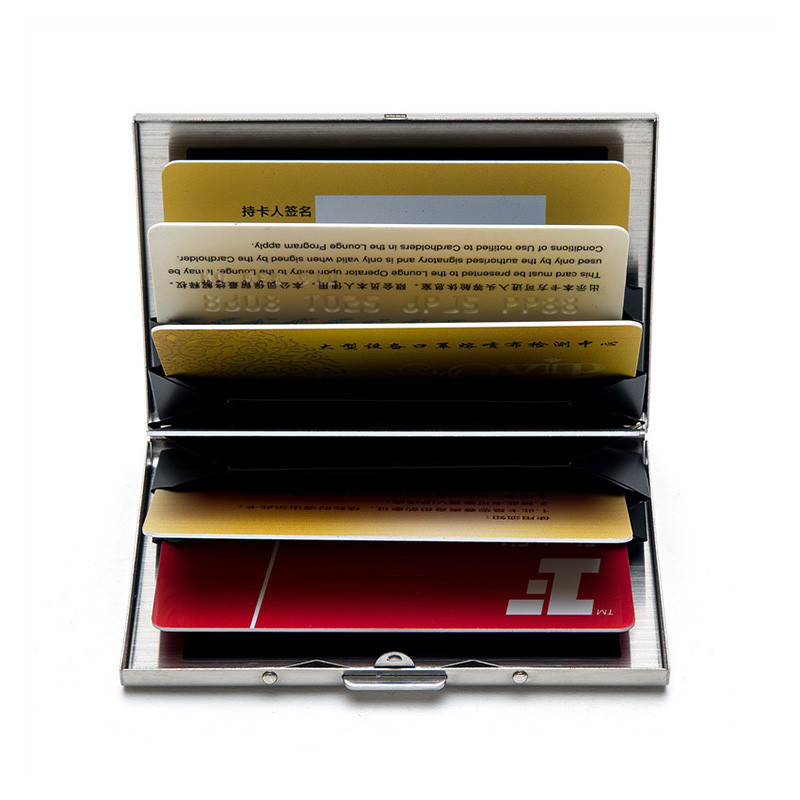 Držač kreditne kartice od nehrđajućeg čelika Muški tanki Anti Protect Držač putne ID kartice Ženski Rfid novčanik Metalna torbica Porte Carte