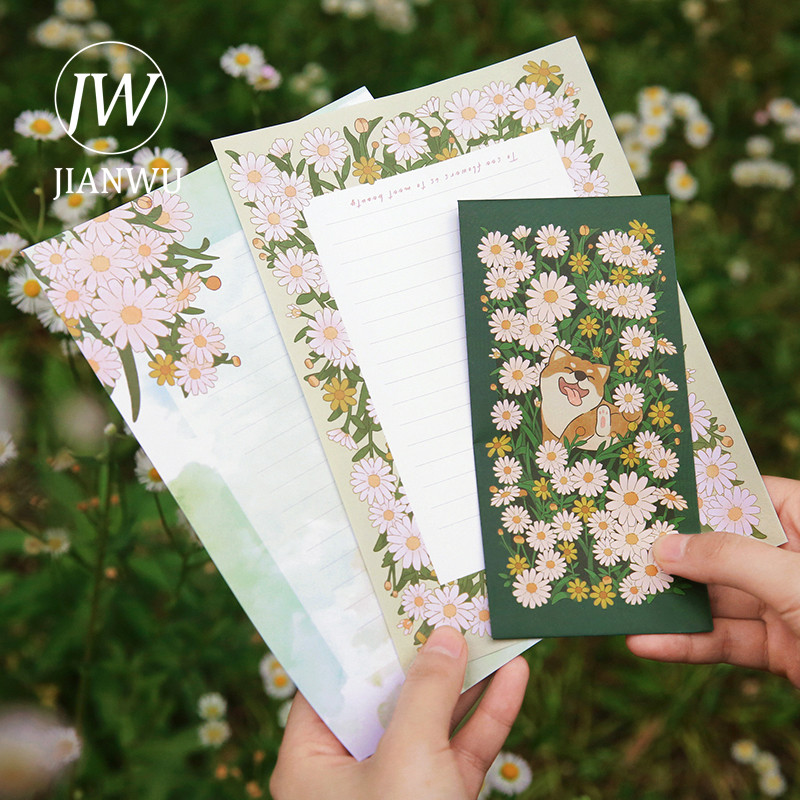 JIANWU Slatke male životinje, cvjetni grm, omotnice, set papira za ispovijed, ljubavna pisma, zaglavlja pisama Kawaii pribor za pisanje