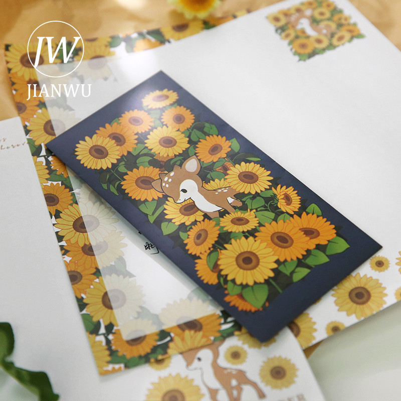 JIANWU Slatke male životinje, cvjetni grm, omotnice, set papira za ispovijed, ljubavna pisma, zaglavlja pisama Kawaii pribor za pisanje