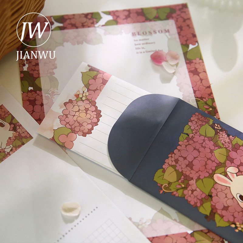 JIANWU Slatke male životinje, cvjetni grm, omotnice, set papira za ispovijed, ljubavna pisma, zaglavlja pisama Kawaii pribor za pisanje
