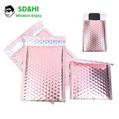 10 vnt rožinio aukso plastikiniai burbuliniai vokai, paminkštinti siuntimo vokai, vandeniui atsparūs burbuliniai maišeliai dovanų pakavimui
