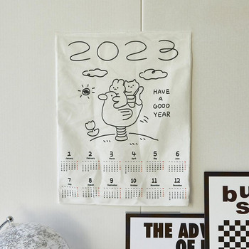 Fashion Happy Every Day Bunny Printing 2023 Calendar Tapestry Εύκολα κολλημένο Κρεμαστό ημερολόγιο Clear printed για σαλόνι