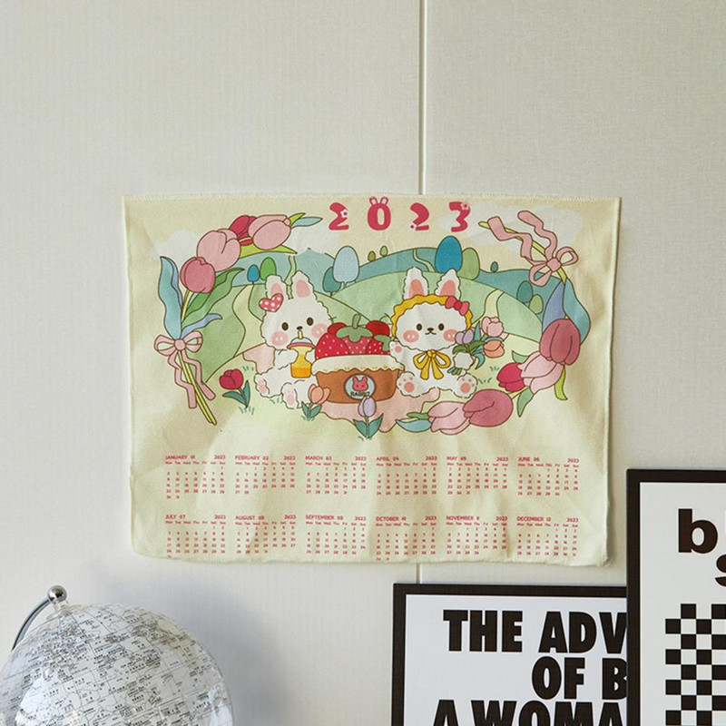 Fashion Happy Every Day Jänkutrükk 2023. aasta kalendri seinavaibad, mida on lihtne kleepida Rippkalender, läbipaistev trükitud elutuppa