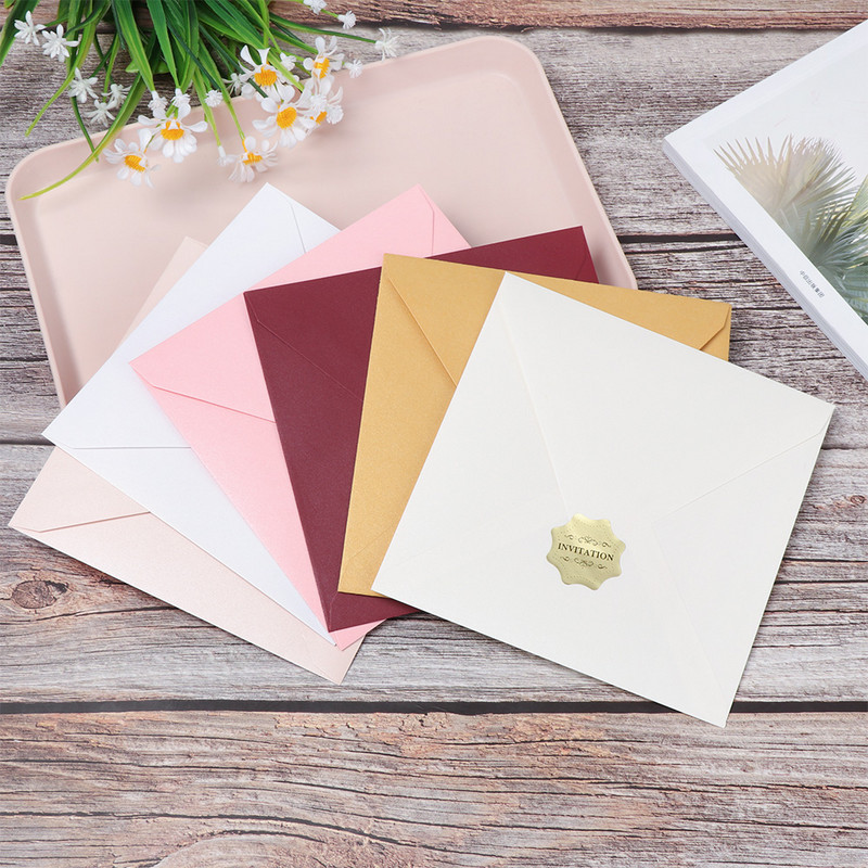 10 buc. plicuri creative pătrate din hârtie, felicitări multicolore perlate Hârtii cu perle ambalate, carte de mesaj, cadou de afaceri