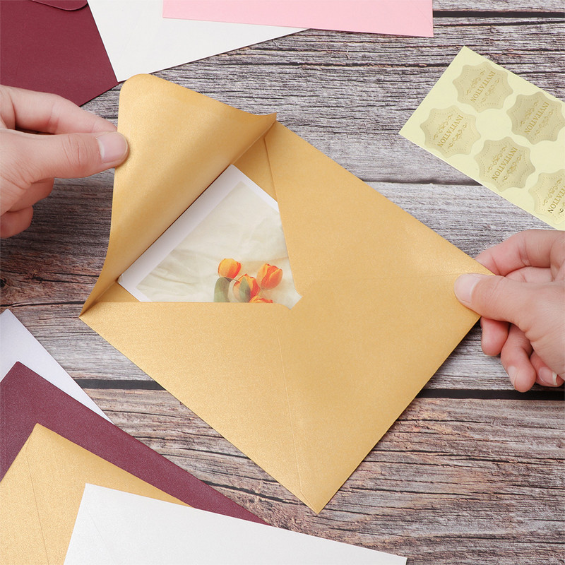 10 buc. plicuri creative pătrate din hârtie, felicitări multicolore perlate Hârtii cu perle ambalate, carte de mesaj, cadou de afaceri