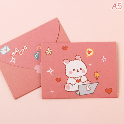 10 KOM. Poklon kartica sa slatkim crtanim filmom presavijena omotnica Čestitka Blagdanske želje Hvala Poklon poruka Priznanje