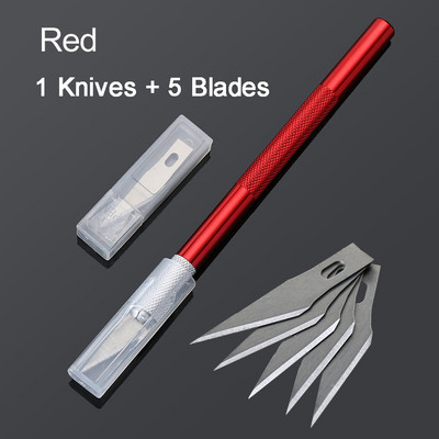 1 Σετ μαχαίρι χειροτεχνίας ακριβείας σκαλίσματος Μαχαίρια χόμπι από ανοξείδωτο χάλυβα για DIY έργα τέχνης κοπής Scrapbooking Μοντέλα στένσιλ με 5 λεπίδες