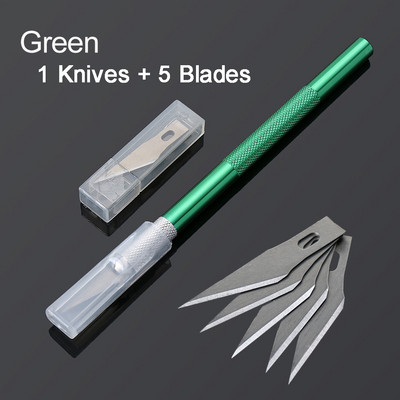 1 Σετ μαχαίρι χειροτεχνίας ακριβείας σκαλίσματος Μαχαίρια χόμπι από ανοξείδωτο χάλυβα για DIY έργα τέχνης κοπής Scrapbooking Μοντέλα στένσιλ με 5 λεπίδες