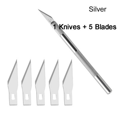1 Σετ μαχαίρι χειροτεχνίας ακριβείας σκαλίσματος Μαχαίρια χόμπι από ανοξείδωτο χάλυβα για DIY έργα τέχνης κοπής Scrapbooking Μοντέλα στένσιλ με 5 λεπίδες