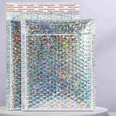 20 kom/set Laser Srebrne omotnice s mjehurićima Mini veličina 8*8+4 cm Poštanska torba Otprema Poklon paketi Vodootporne vrećice s mjehurićima Vrećice