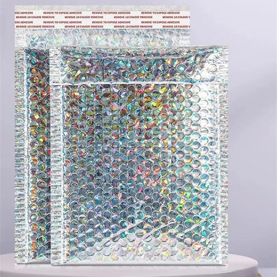 20 kom/set Laser Srebrne omotnice s mjehurićima Mini veličina 8*8+4 cm Poštanska torba Otprema Poklon paketi Vodootporne vrećice s mjehurićima Vrećice