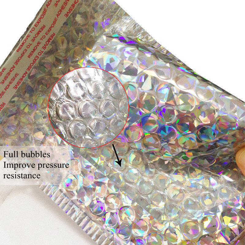 20 kom/set Laser Srebrne omotnice s mjehurićima Mini veličina 8*8+4 cm Poštanska torba Otprema Poklon paketi Vodootporne vrećice s mjehurićima Vrećice