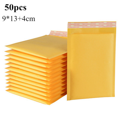 50db/tétel Buborékfólia csomagoló borítékhoz Sárga polietilén levelezőtasakok ruha csomagolásához Szállítási boríték kis méret 9*13+4cm