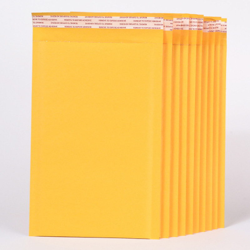 50db/tétel Buborékfólia csomagoló borítékhoz Sárga polietilén levelezőtasakok ruha csomagolásához Szállítási boríték kis méret 9*13+4cm