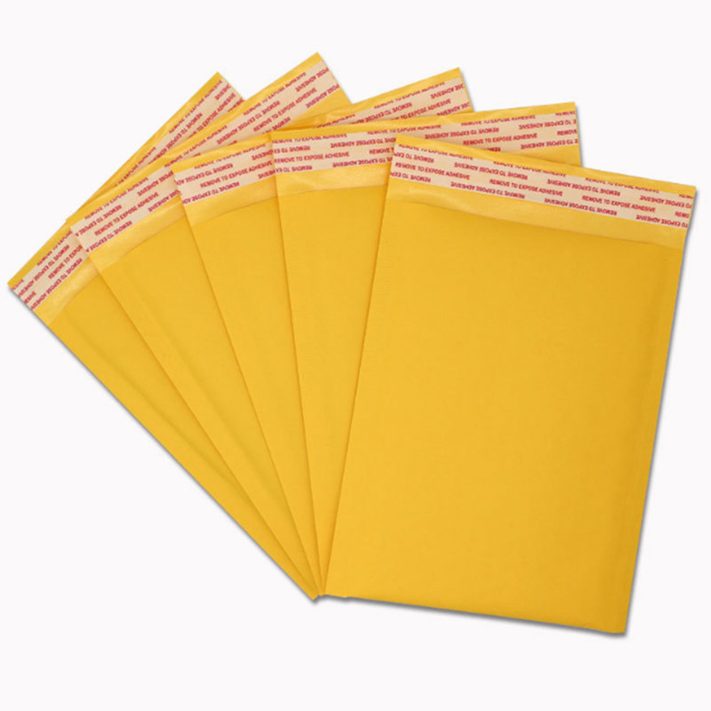50db/tétel Buborékfólia csomagoló borítékhoz Sárga polietilén levelezőtasakok ruha csomagolásához Szállítási boríték kis méret 9*13+4cm