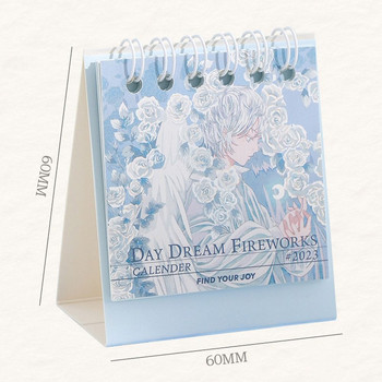 1 Pc 2023 Cute Mini Fantasy Fairy Tale Desk Calendar Creative Romatic Small Calendar Blue Illustration Desk Στολίδι