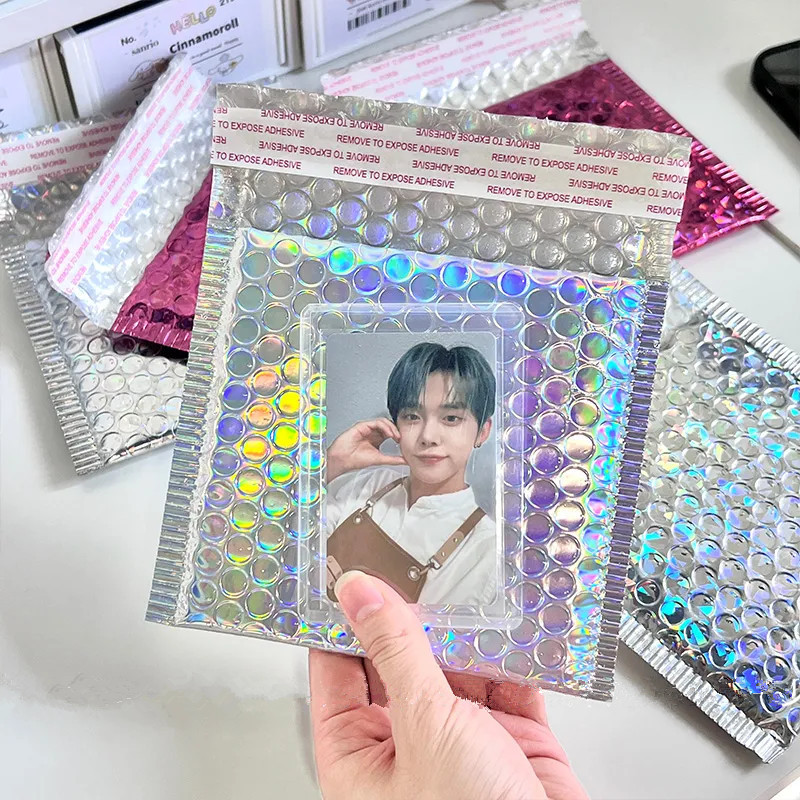 20 buc./lot cu laser Bubble Mailer Reciclare argintiu Film laminate din aluminiu rezistent la socuri Hârtie cu bule pentru card de ambalare de înaltă calitate