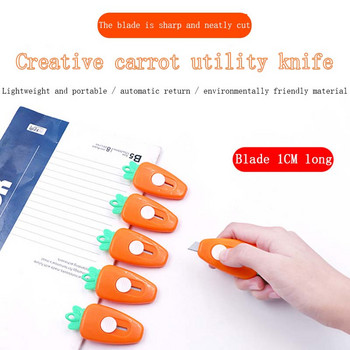 6 τεμάχια/παρτίδα Καινοτομία Carrot Utility Knife Mini Kawaii Φορητό κουτί περιτυλίγματος χειροτεχνίας Χαρτί κοπτικό φακέλου Εργαλεία ανοίγματος μαχαιριών