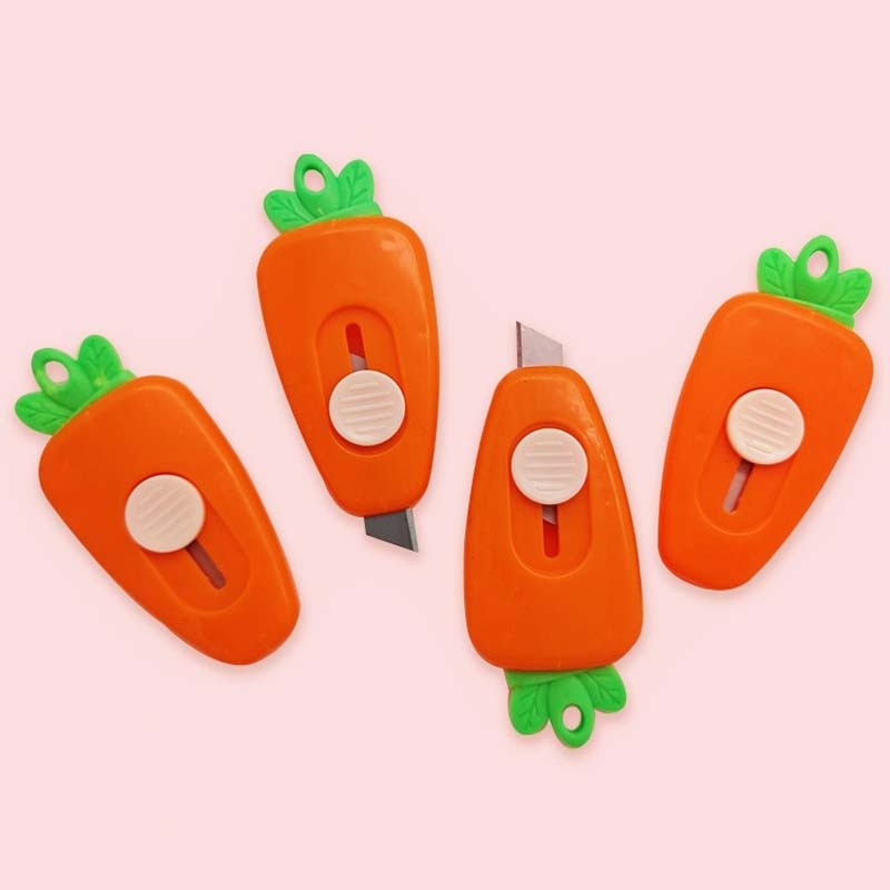 6 kom/lot Novitet pomoćni nož za mrkvu Mini Kawaii prijenosna kutija za zamatanje papira Rezač omotnica Nož Alat za otvaranje pisama