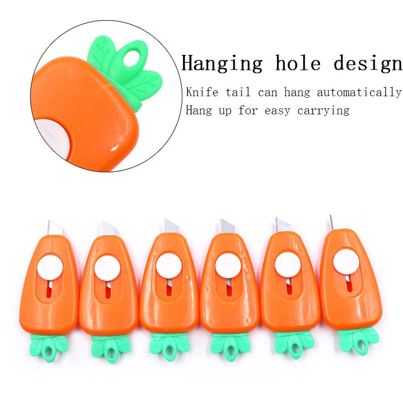 6 kom/lot Novitet pomoćni nož za mrkvu Mini Kawaii prijenosna kutija za zamatanje papira Rezač omotnica Nož Alat za otvaranje pisama