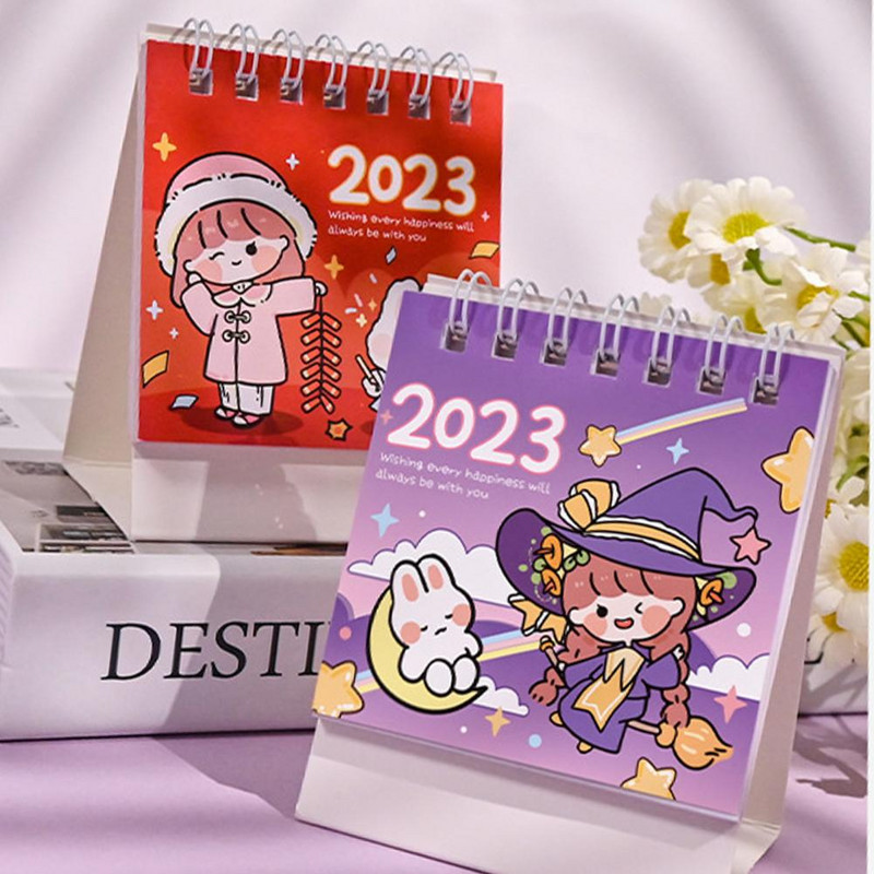 Calendar de birou Design atrăgător de desene animate colorate 2023 Calendar de birou în picioare pentru calendar de birou Calendar de birou